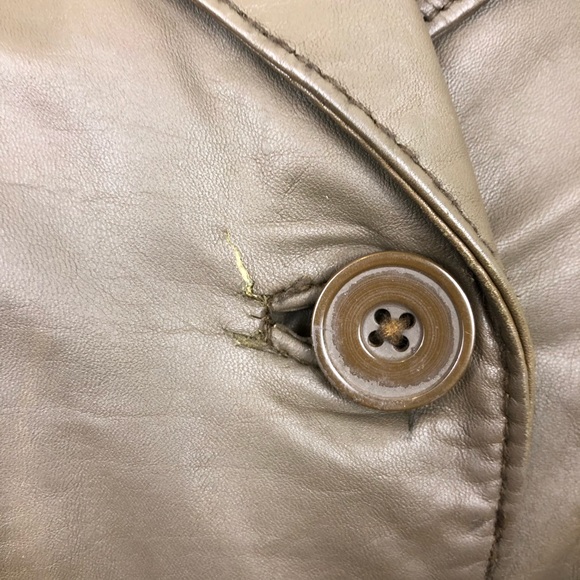 Vintage Belted Leather Jacket Sz S - Picture 15 of 15